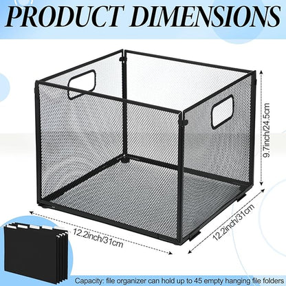 2 Pack Hanging File Holder, 10 Hanging Folders, Metal Mesh, Letter Size Folder Storage, Desktop Storage Cabinets, Office Scho