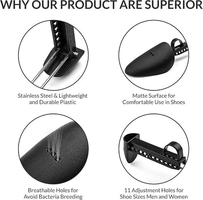 WAJJ 50 Pairs Practical Adjustable Length Men Shoe Tree Stretcher Holder Shaper Support(Men Black
