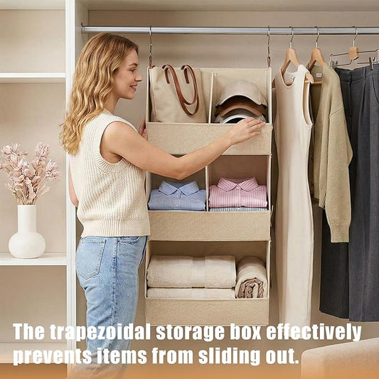 1 Pack,Extra Large Hanging Closet Organizer, Disassemblable Clothes Hanging Shelves,Collapsible Fabric Closet Storage System 