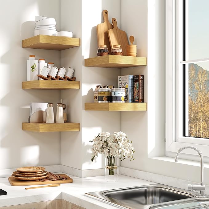 Fun Memories Floating Shelves for Wall - 10" x 10" Wood Shelf with Invisible Bracket - Deep Floating Shelves - 10 Inch Shelf 