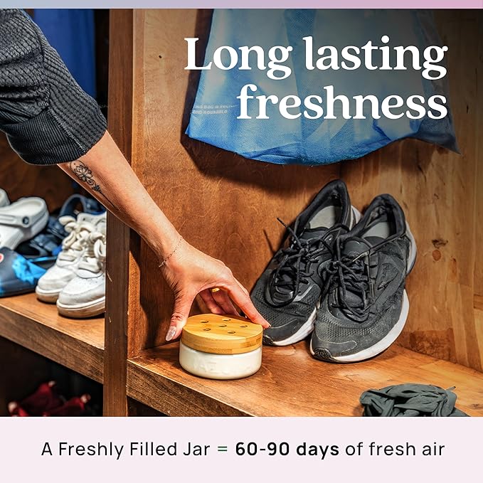 Azuna Air Freshener & Odor Eliminator for Strong Odor | 2 Room Kit Includes (2) 8 oz. Empty Luxe Glass Jars & 12 oz | Refill 