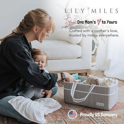 Lily Miles Baby Diaper Caddy - Organizer Tote Bag for Baby Girl Essentials - Baby Shower Basket - Nursery Must Haves - Regist