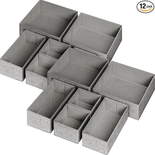 12 Pack Drawer Organizers for Clothing, Foldable Clothes Storage Box Closet Dresser Drawer Organizers Dividers, Bedroom Organ