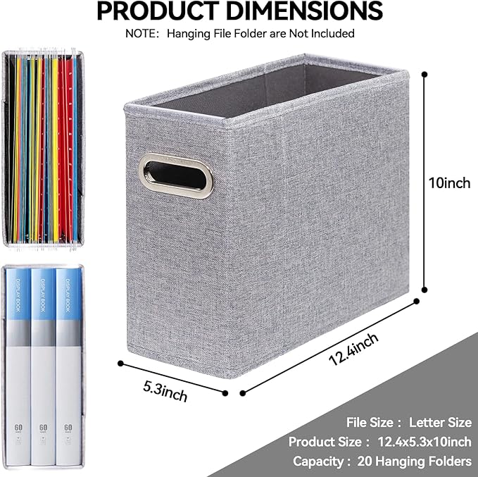 6 Packs Letter Size File Organizer, File Folders Organizer, Fabric Storage Box, Collapsible Paper Organizer with Metal Handle