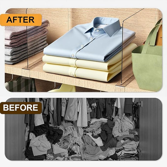 12 Pack Closet Shelf Dividers Organizer Purse Clothes Organization Acrylic Clear Tall Divider Separators for Wood Wire Thick 
