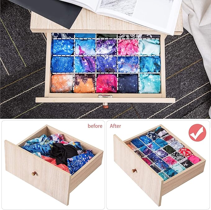 40Pcs Drawer Dividers, Adjustable Drawer Organizer for Socks, Underwear, Makeup, Can Help Tidy Kitchen, Bedroom, Dresser Whit