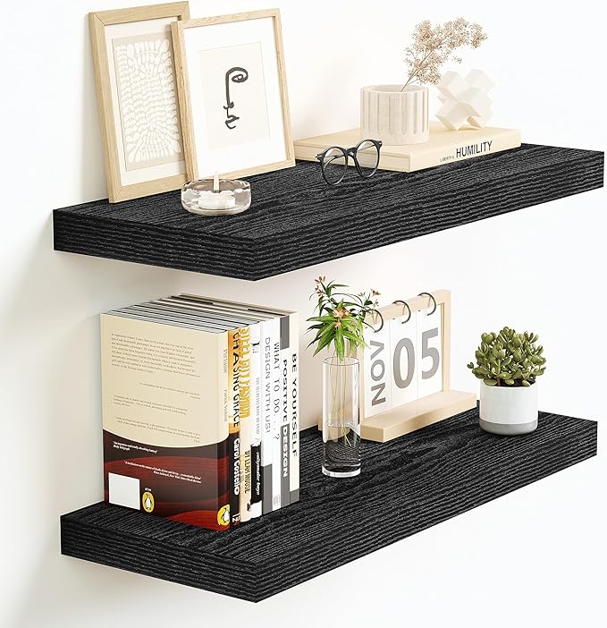 Vivelove Floating Shelves 16 Inch, Wall Shelves Over Toilet with Invisible Brackets for Bathroom Living Room Kitchen Bedroom 