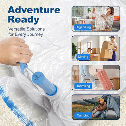 HOUSE DAY 10 Large Vacuum Storage Bags with Pump,Space Saving Vacuum Seal Bags For Clothing Travel, Vacuum Storage Bags For C