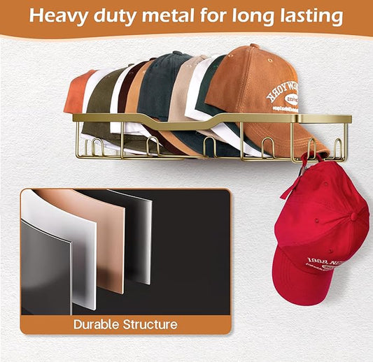 KEETDY Metal Hat Organizer for Baseball Caps Wall Hat Rack Fit 48 Caps Holder, 2 Packs Sturdy Wall Mounted Hat Storage Organi