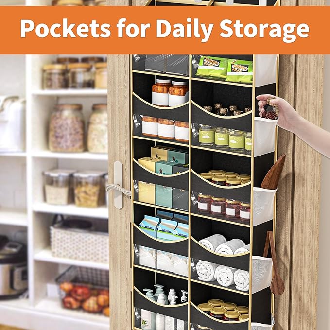 Aokeyee 5 Tiers Over the Door Storage Organizer, Behind Door Storage for Baby Nursery, 80lb Capacity Door Hanging Organizer w