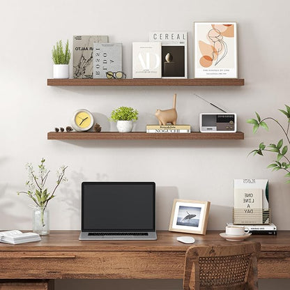 Heimlove 36 Inch Floating Shelves for Wall,Mounted Storage & Display Wood Shelves with Invisible Brackets,Hanging Shelf for B