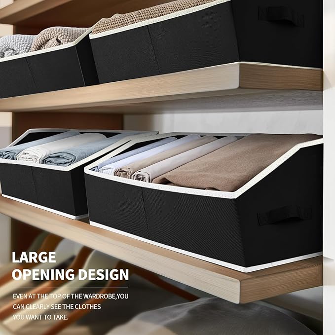 Homsorout Closet Baskets for Shelves Trapezoid - Decorative Storage Baskets with Handle, Closet Bins for Organization, Shelf 