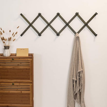 SKOLOO Hat Rack for Wall with 14 Hooks, Solid Wooden, Modern, Expandable Coat Rack Wall Mount for Coats, Hats, Bags, Baseball
