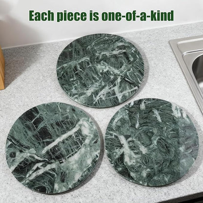 12" Marble Lazy Susan Turntable - 100% Natural Stone Round Serving Tray with Silent Spinning, Revolving Cake Stand & Cheese B