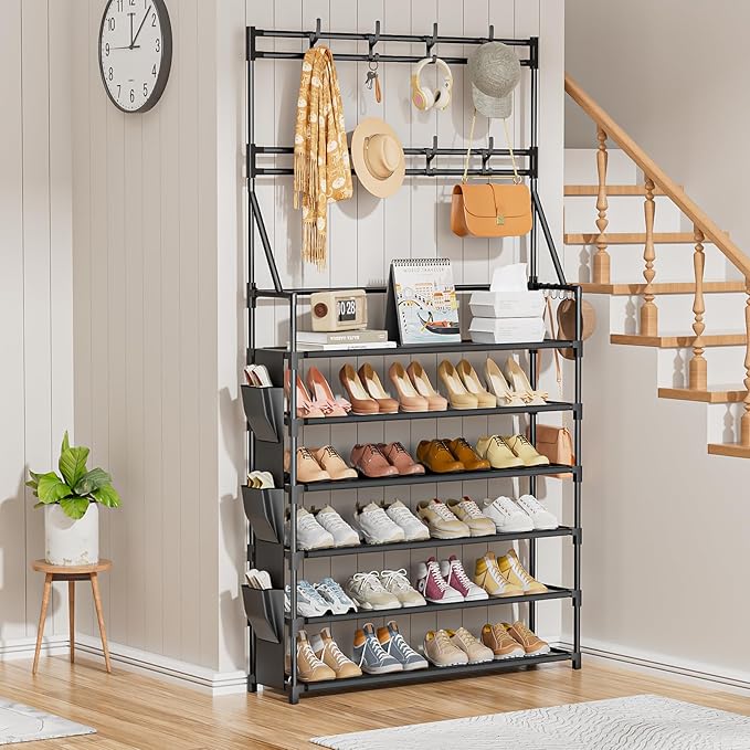 OYREL Shoe Rack 6 Tier Shoes Organizer 24-30 Pairs Shoe Racks for Closet Front Door Entrance Large Capacity Space Saving Shoe