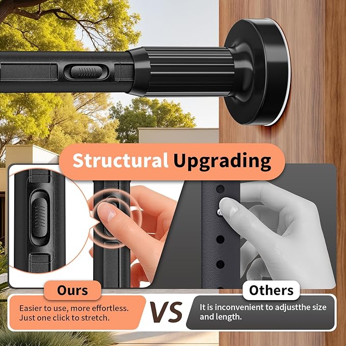 Tension Curtain Rod 41-173In, Outdoor Extra Long Curtain Rod No Drilling for Window or Bathroom Patio, Adjustable Heavy Duty 
