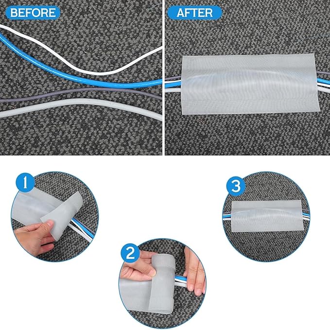 WILLBOND Carpet Cord Cover Cable Protector Floor Cover Cable Protector Management Only for Commercial Office Carpet(98.43 ft,Grey)