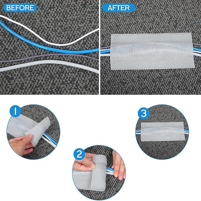 WILLBOND Carpet Cord Cover Cable Protector Floor Cover Cable Protector Management Only for Commercial Office Carpet(98.43 ft,Grey)