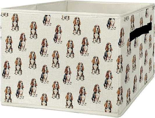 Basset Hound Gifts Storage Bins & Boxes with Handles, Basset Hound Gifts for Women Foldable Basket for Organizing, Dog Collap
