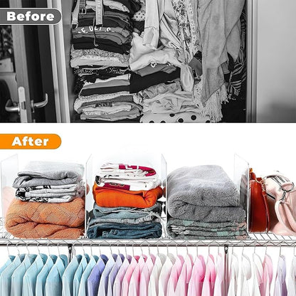 10 Pack Shelf Dividers for Wire Shelves, Acrylic Clear Closet Organizers and Storage for Sweater,Shirts,Bookshelf Handbags Se