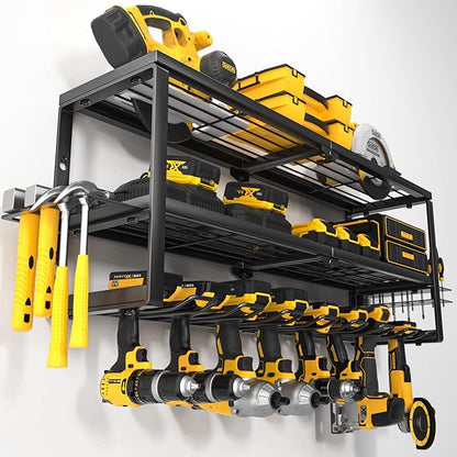 YYR Heavy Duty Power Tool Organizer Wall Mount, Cordless Drill Hanger Storage Rack, Battery Tools Holder with Charging Statio