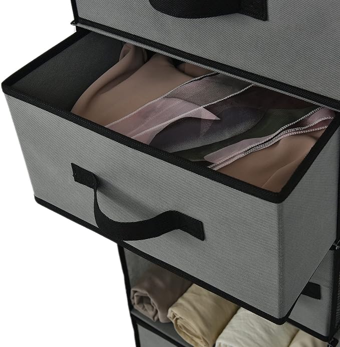 GRANNY SAYS Hanging Closet Organizer 6 Shelves, Closet Organizers and Storage with 5 Drawers, 6 Side Pockets Closet Hanging O