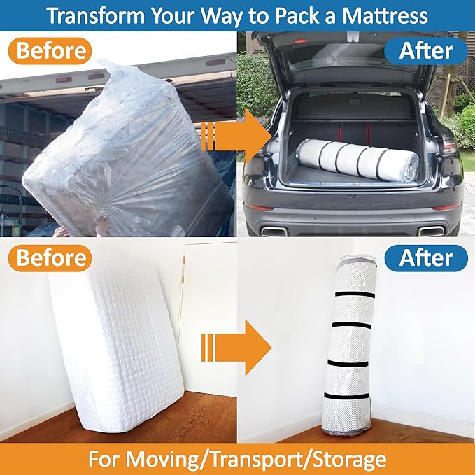 Storage Logic Foam Mattress Vacuum Bag for Moving, Storage, Vacuum Seal Mattress Bag with Straps (Queen/Full/Full-XL)