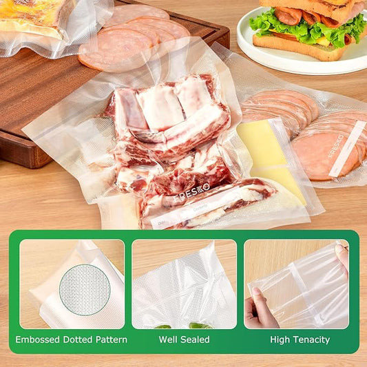 FRESKO 8"x12" Food Vacuum Sealer Bags, 120Pcs PreCut Bags for Food Vacuum Storage, Vacuum Seal Food Sealer Bags with BPA Free