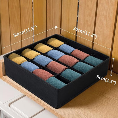 Joyoldelf Sock Drawer Organizer Divider, 16-cell Underwear Organizers and Storage Fabric Drawer Organizer for Socks, Lingerie