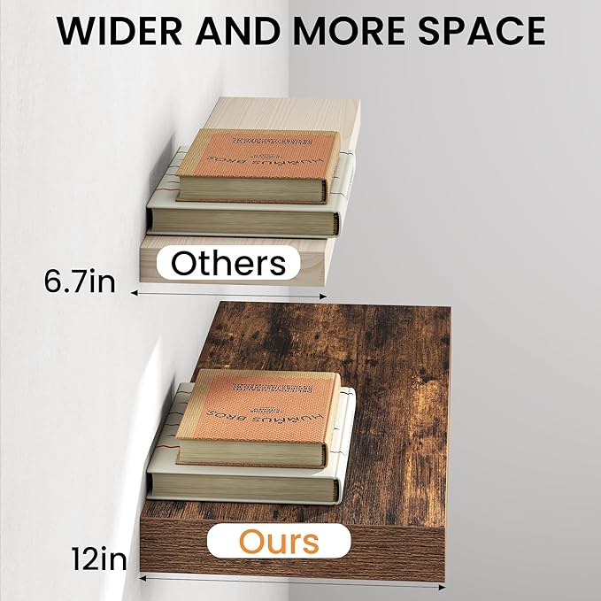 Floating Shelves 55Inch Long, 12 Inch Deep Floating Shelves for Wall, 55 x 12 Large Floating Shelf for Fireplace Mantel, 2" T