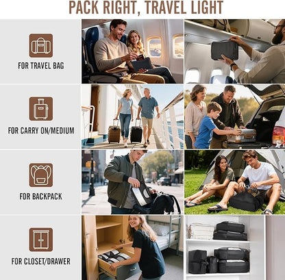 Veken 10 Set Packing Cubes for Travel Essential, Suitcase Organizer Bags in 4 Sizes, Carry-On Luggage Accessories with Large Laundry & Hanging Toiletry Bag, Must-Have for Airplane, Road Trip & Camping