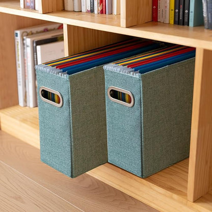 2 Packs Letter Size File Organizer, File Folders Organizer, Fabric Storage Box, Collapsible Paper Organizer with Metal Handle