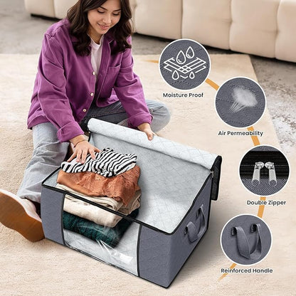 Fab totes Storage Bags,Clothes Blanket Storage Bins Foldable Closet Organizers with Reinforced Handle for Home Dorm Storage a