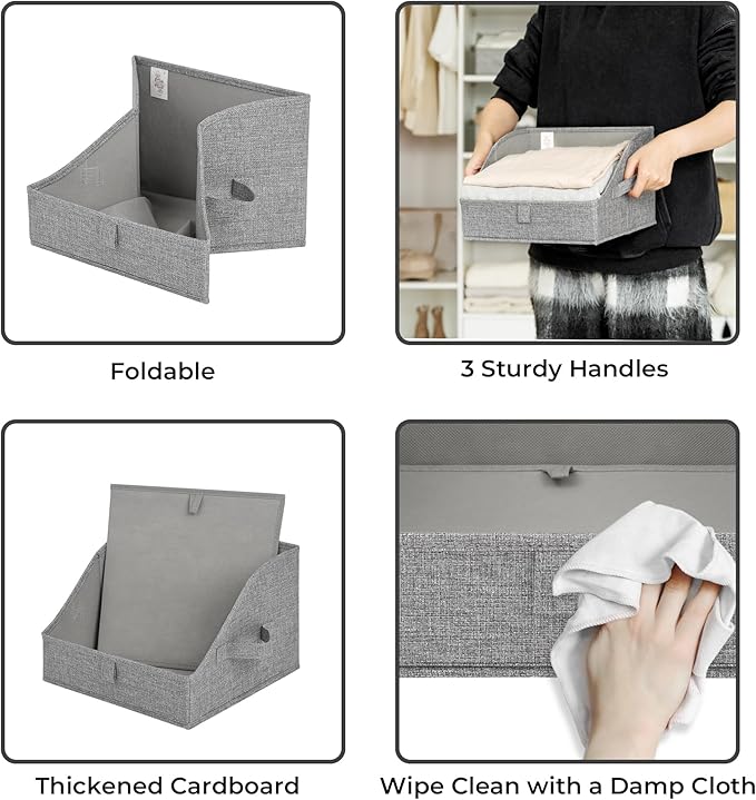 GRANNY SAYS Storage Bins for Closet, Trapezoid Storage Bins with Handles, Clothes Storage Bins, Linen Closet Organizers and S