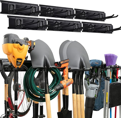 TIDYME Garage Tool Organizer Wall Mount - 96 inches - Sturdy Storage Rack with Adjustable Hooks, Anti-Rust - Easy Installatio