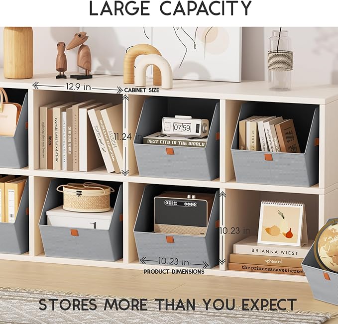 Homsorout Fabric Closet Storage Cubes - 6 Pack Square Storage Bins with Dual Handles for Clothes, Towels, Toys, Cube Storage 