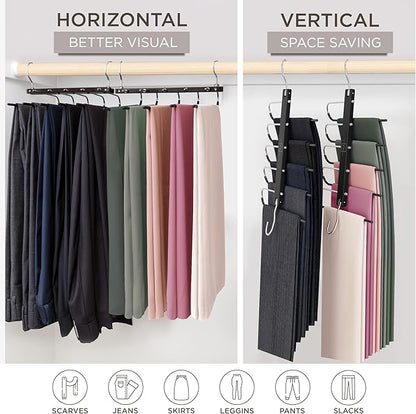 MORALVE Pants Hangers Space Saving - European Beechwood Scarf and Jean Hangers - Closet Organizer and Space Saver Pant Rack, 