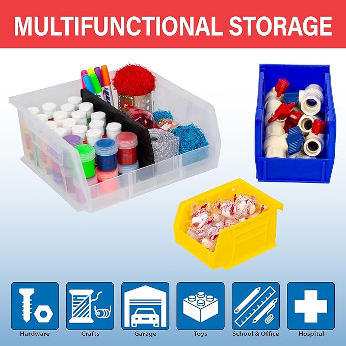 Akro-Mils 30235 AkroBins Plastic Storage Bins, Space-Saving Stackable Bins for Garage, Pantry, Craft Organization, 11" x 11" 