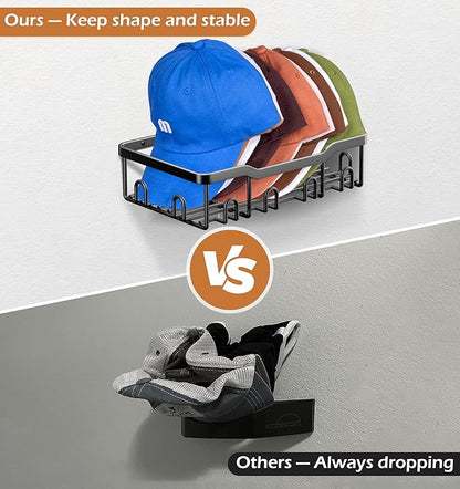 KEETDY Metal Hat Racks for Baseball Caps Wall Hat Organizer Fit 24 Caps Holder, 2 Packs Sturdy Wall Mounted Hat Storage Organ