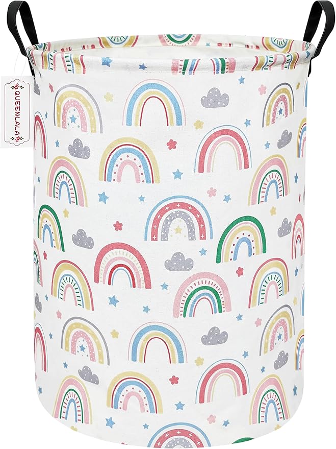 QUEENLALA Large Storage Basket,Laundry Hamper/Bathroom/Home Decor/Collapsible Round Storage Bin,Boys and Girls Hamper/Boxes/C