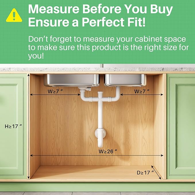 Kitstorack Under Sink Organizer, 2-Pack 3-Tier Height Adjustable Thickened Metal Pull out Cabinet Organizer Shelf, Slide out 