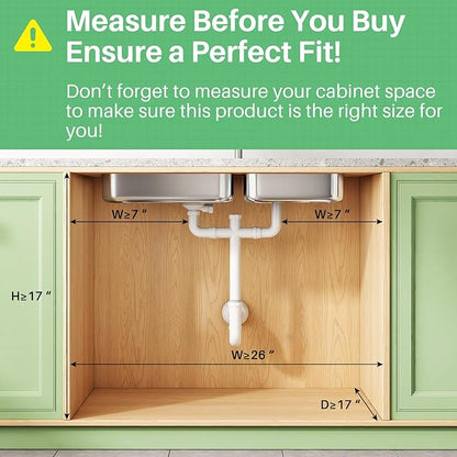 Kitstorack Under Sink Organizer, 2-Pack 3-Tier Height Adjustable Thickened Metal Pull out Cabinet Organizer Shelf, Slide out 