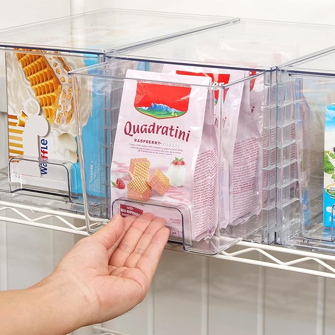 Vtopmart 2Pack Large Stackable Kitchen Pantry Storage Drawers, Clear Organizer Bins with Handles, Acrylic Drawer Organizers f
