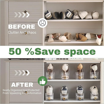 Shoe Slot Organizer 10 Pack - Shoe Slots，Can Save 50% of Shoe Stackers Space，Adjustable Shoe Stacking Device, Double-Layer De