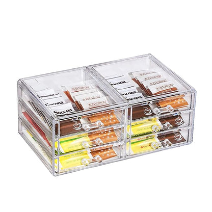 Cq acrylic 1 Pack Clear Acrylic Drawer Organizer Countertop,Stackable 6 Drawers Makeup Storage,Cute Cube Make Up Organizer fo