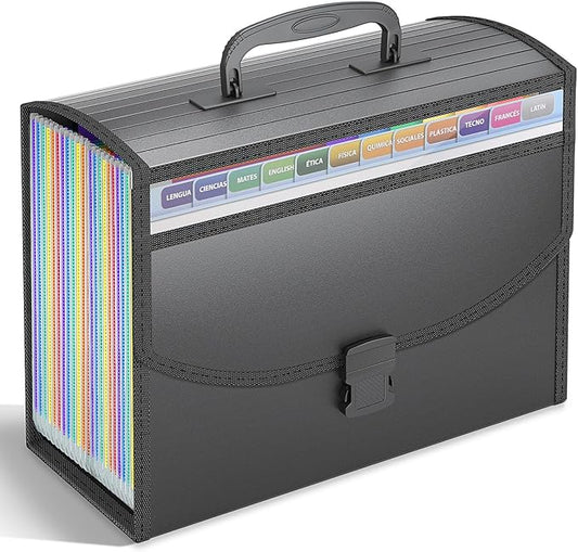 TOPCJ 25 Pockets Accordion File Organizer with Handle,Expanding File Folders for Documents, A4/Letter Size Paper,a-z Tabs,Per
