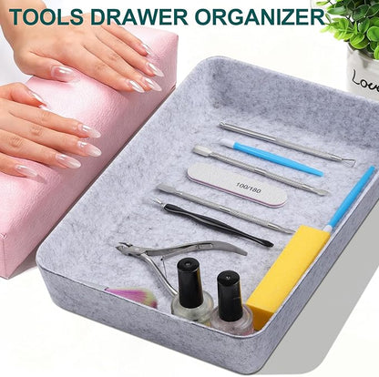 HNYYZL Desk Drawer Organizer,7 Pack Felt Drawer Organizer Shallow Drawer Organizers Felt Storage Bins (Light Gray)