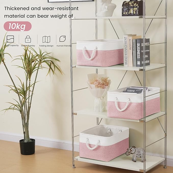 Large Storage Baskets- 15.7x11.8x8.26 inch Storage Bins for Shelves and Closet Organizing, Foldable Fabric Bin for Home Organ