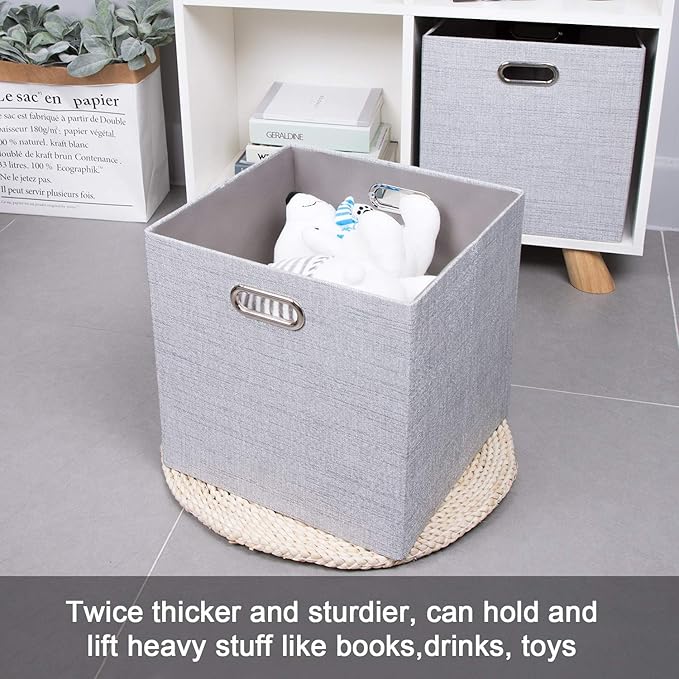 Thicker Fabric Storage Cubes 13 inch Collapsible Storage Bins for Organization, Cubby Storage Boxes for Organizing Shelf Cabi