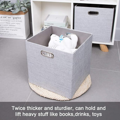 Thicker Fabric Storage Cubes 13 inch Collapsible Storage Bins for Organization, Cubby Storage Boxes for Organizing Shelf Cabi